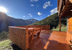 Chalet, view mountain, terrace, fireplace or stove, tv, ski locker, 110m², Pra Loup