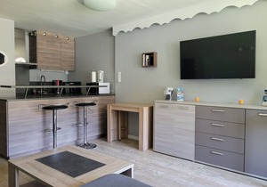 Renovated studio for 5, south balcony, private parking in Pra Loup