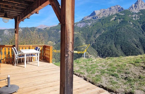 Pra Loup Ski Chalet | 1/2 chalet for 6, 2 bedrooms, fireplace, south terrace and mountain views