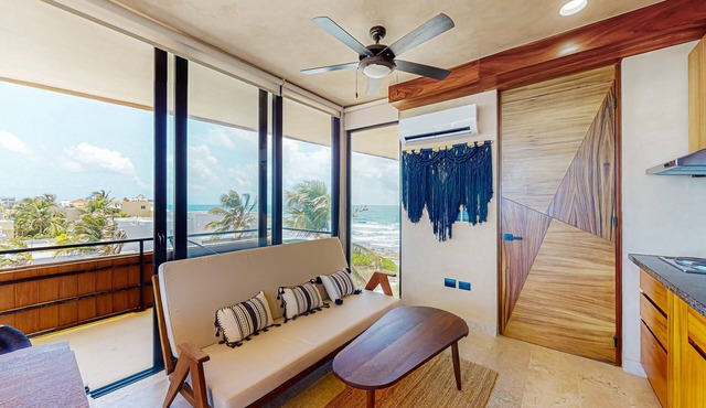 Beachfront apt on the beach with community pools, kitchenette, AC, hammock